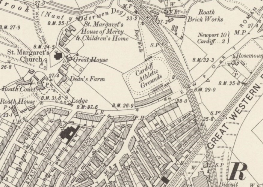 Cardiff - Cardiff Athletic Ground : Map credit National Library of Scotland